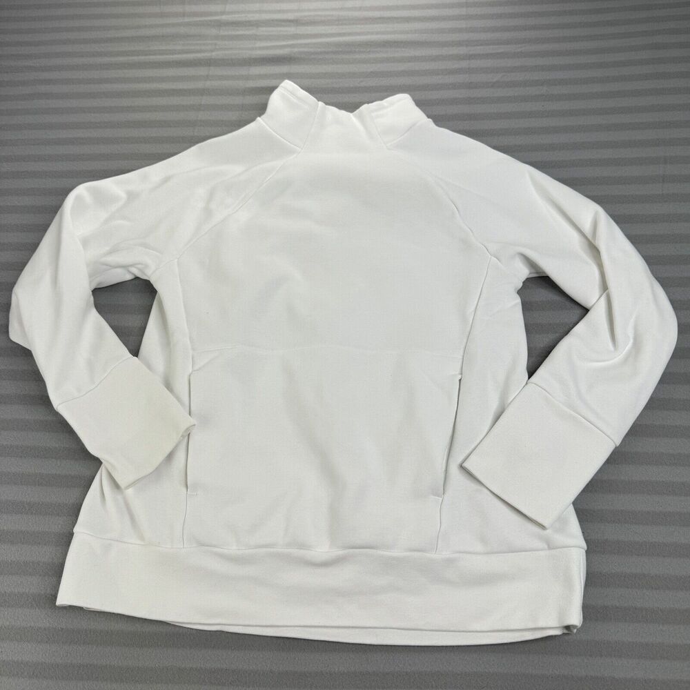 Fabletics Sweater Womens Small White Zaylee Funnel Neck Tunic Kangaroo Pocket